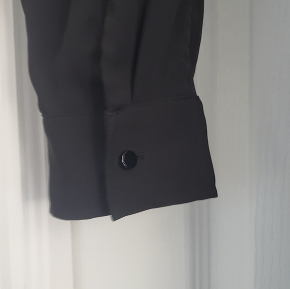 White House Black Market Black V-Neck Long Sleeve Dress - Picture 6 of 8